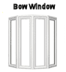 Bow Window Four or more windows joined by mullion